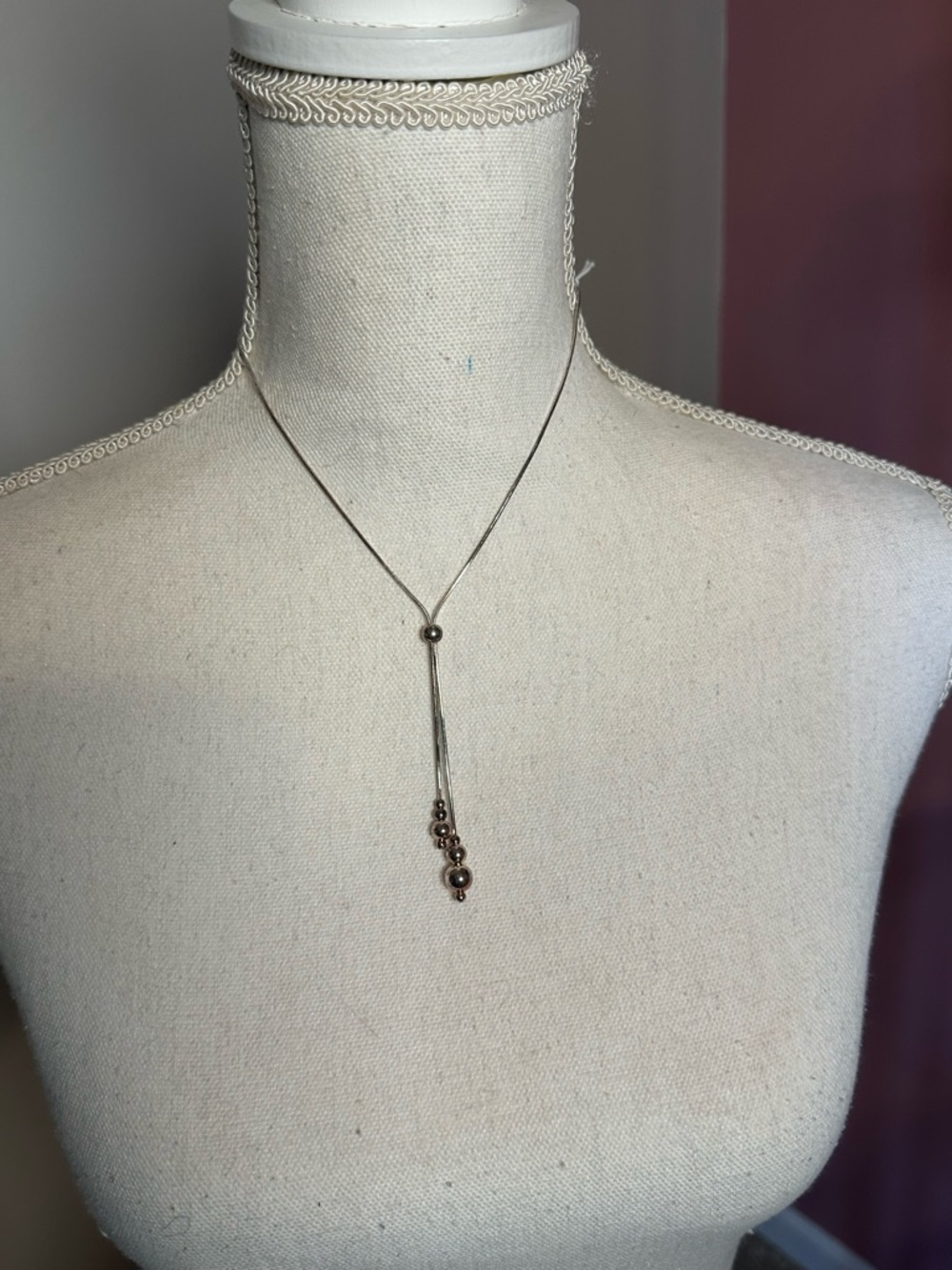 NWT Sterling Silver Necklace with Beaded Tassel
